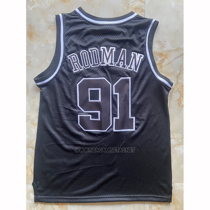 Camiseta Chicago Bulls Dennis Rodman NO 91 Mitchell & Ness 1996-97 Negro1
